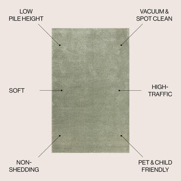 Haze Solid Low-pile Area Rug Green